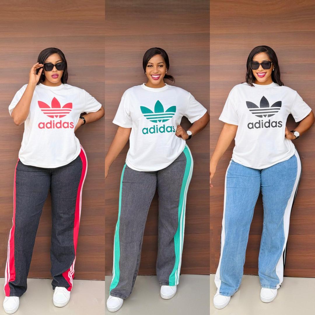 Women's Wide Leg Side Stripe Track Pants
